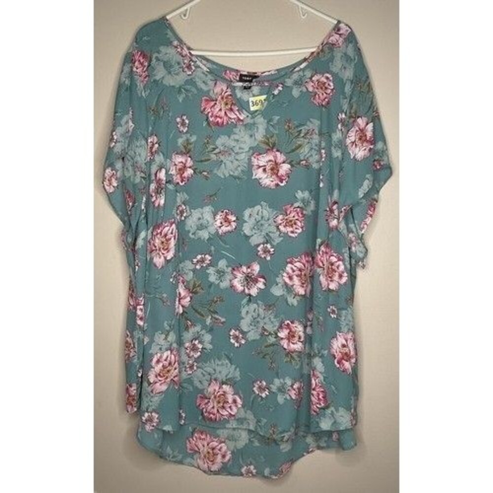 NWOT Torrid Floral Pink/Teal Chiffon Lightweight Babydoll Blouse Women 5XL China